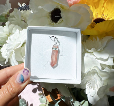 RAW PINK LEMURIAN POINT PENDANT | emotional healing |compassion